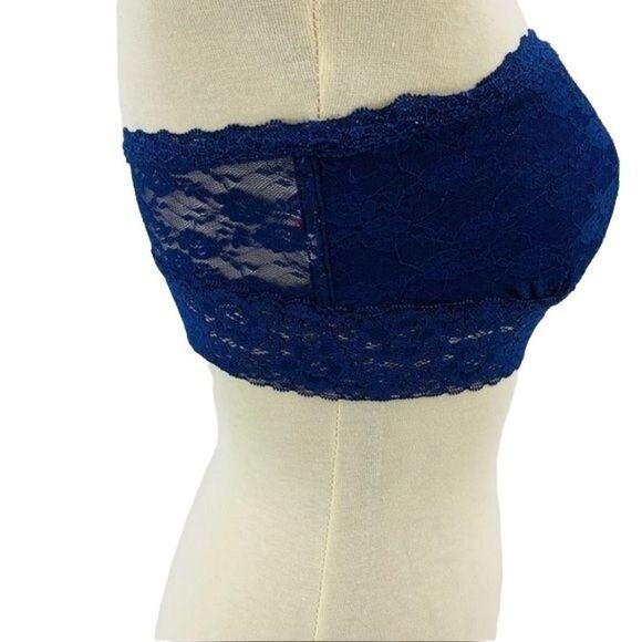 Victoria's Secret PINK Navy Blue Lace Bandeau Wire Free Medium - Picture 6 of 9